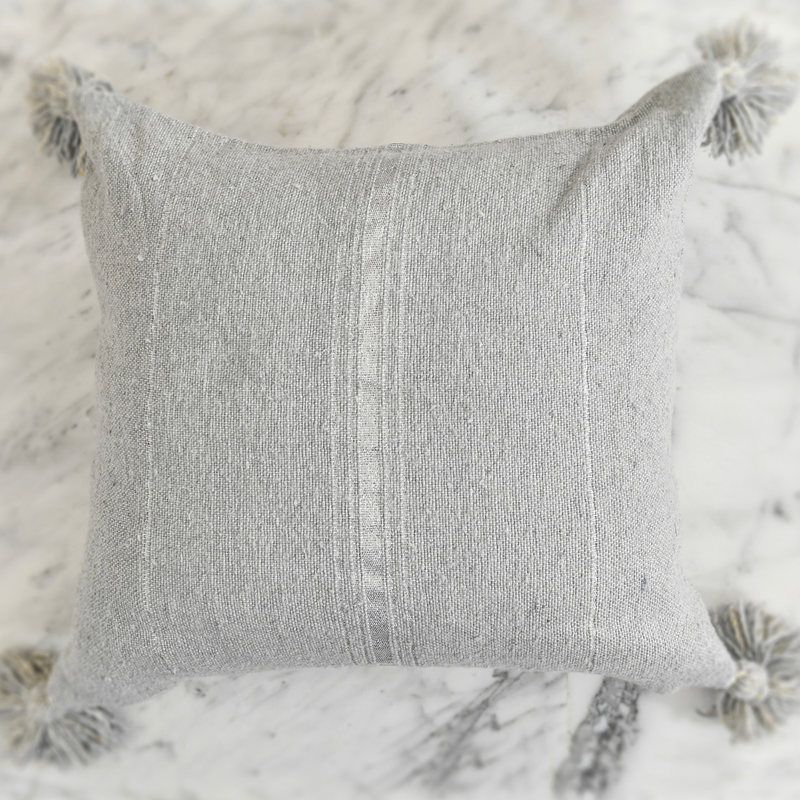 Pom pom cushion grey best sale