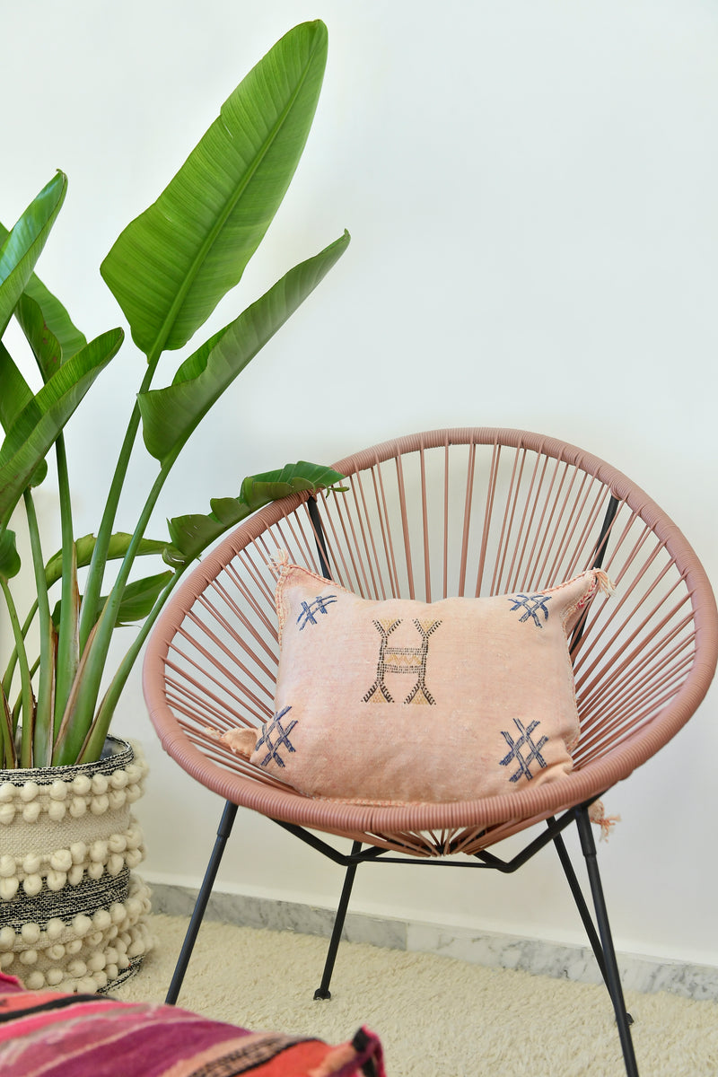 Cactus Silk Cushion - Blush Pink